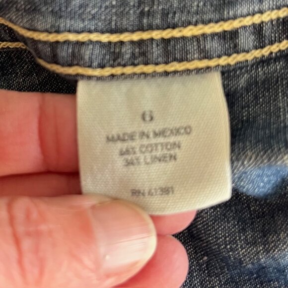 Vintage Polo Ralph Lauren Cotton Linen Sleeveless Denim Dress | Size 6 - Picture 7 of 7